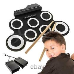 7 Pad Electronic Folding Drum Sticks 2 Foot Pedal Musical Learning Kit Kids Gift