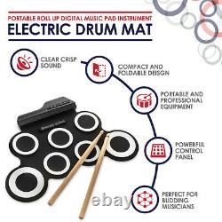 7 Pad Electronic Folding Drum Sticks 2 Foot Pedal Musical Learning Kit Kids Gift