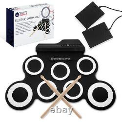 7 Pad Electronic Folding Drum Sticks 2 Foot Pedal Musical Learning Kit Kids Gift