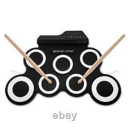 7 Pad Electronic Folding Drum Sticks 2 Foot Pedal Musical Learning Kit Kids Gift