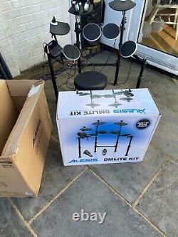 Alesis DM Lite Electronic Drum Kit with stool drumsticks and headphones boxed