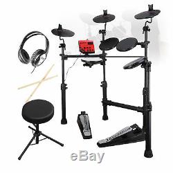Compact Digital Drum Kit Electronic Electric, Practice Sticks, Headphones, Stool