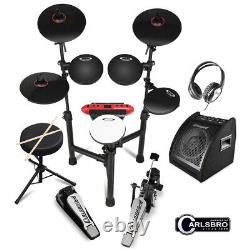 Complete 8 Piece Digital Drum Kit Set CSD130 R plus Stool, Drumsticks & Monitors