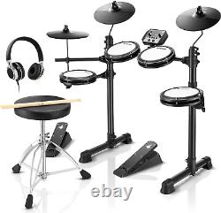 DED80 Electric Drum Kit Electronic Drum Sets for Beginner with 4 Quiet Mesh Drum