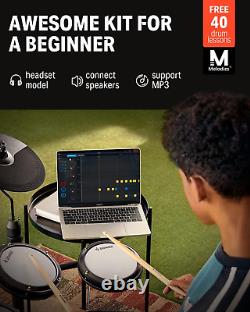 DED80 Electric Drum Kit Electronic Drum Sets for Beginner with 4 Quiet Mesh Drum