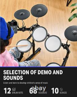 DONNER DED-70 Modular Kids Electronic Drum Digital Kit + Headphones Throne