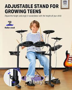 DONNER DED-70 Modular Kids Electronic Drum Digital Kit + Headphones Throne