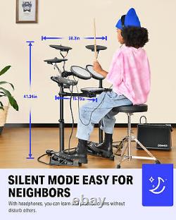 DONNER DED-70 Modular Kids Electronic Drum Digital Kit + Headphones Throne