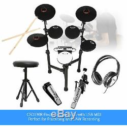 Digital Drum Kit Electronic Electric Pads, Practice Sticks, Headphones & Stool