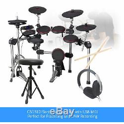 Digital Drum Kit Electronic Electric Pads, Practice Sticks, Headphones and Stool