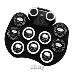 Digital Electronic Drum Kit Roll Up Silicon Drum Set 9 Pads With Foot Pedals Parts