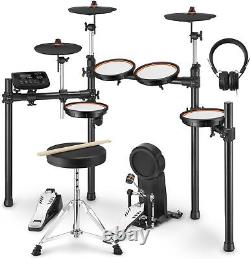 Donner DED-100 Electric Drum Kit Twin-Pedal 425 Sounds Headphone Stick Throne
