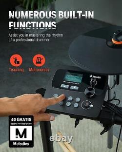 Donner DED-100 Electric Drum Kit Twin-Pedal 425 Sounds Headphone Stick Throne