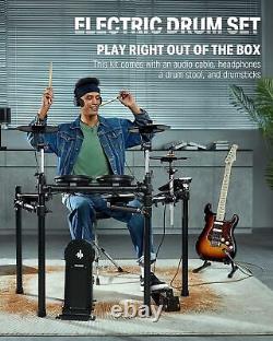 Donner DED-100 Electric Drum Kit Twin-Pedal 425 Sounds Headphone Stick Throne
