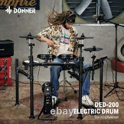 Donner DED-200 Electric Drum Set 3 Cymbal Quiet Mesh Pads 450 Sounds Advancer