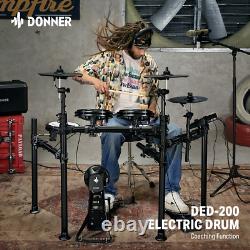 Donner DED-200 Electronic Drum Digital Kit Quiet Mesh Pad 450 Sounds Advancer/