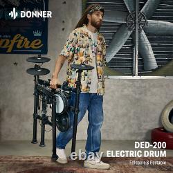 Donner DED-200 Electronic Drum Digital Kit Quiet Mesh Pad 450 Sounds Advancer