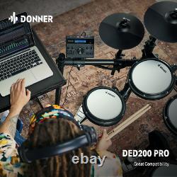 Donner DED-200 Electronic Drum Digital Kit Quiet Mesh Pad 450 Sounds Advancer