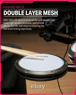 Donner DED-200 LITE Electric Drum Kit Quiet Mesh Pad 450 Sound 31 Drum Kit