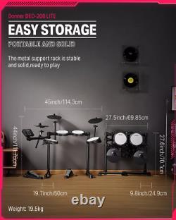 Donner DED-200 LITE Electric Drum Kit Quiet Mesh Pad 450 Sound 31 Drum Kit