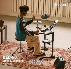 Donner DED-80 Electric Drum Kit 2 Switch Pedal 4 Quiet Mesh Pads 180 Sounds
