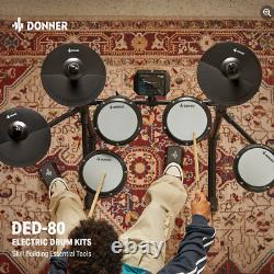 Donner DED-80 Electric Drum Kit 4 Quiet Mesh Pads 180 Sounds + Drum Lessons