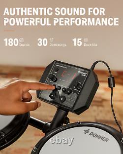 Donner DED-80 Electric Drum Kit 4 Quiet Mesh Pads 180 Sounds + Drum Lessons