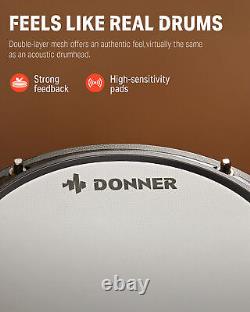 Donner DED-80 Electric Drum Kit 4 Quiet Mesh Pads 180 Sounds + Drum Lessons