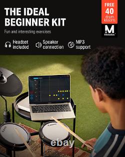 Donner DED-80 Electric Drum Kit 4 Quiet Mesh Pads 180 Sounds + Drum Lessons