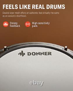 Donner DED-80 Electronic Drum Kit 2 Switch Pedal 4 Quiet Mesh Pads 180 Sounds