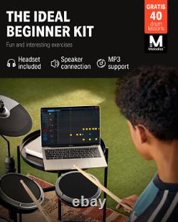 Donner DED-80 Electronic Drum Set 4 Quiet Mesh Pads 180 Sounds 15 Drum Kits Grey