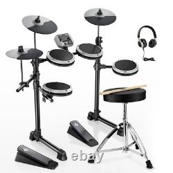 Donner DED-80 Electronic Drum Set 4 Quiet Mesh Pads 180 Sounds 15 Drum Kits Grey