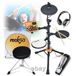 Electric Drum Kit Digital Electronic Pads, Stool, Headphones, Junior Kids Set