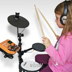 Electric Drum Kit Digital Electronic Pads, Stool, Headphones, Junior Kids Set