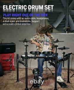 Electric Drum Kit Electronic Drum Set 4 Cymbal + Throne Headphone