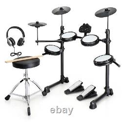 Electric Drum Set for Beginner with 4pcs 7 Drum Pads, 3pcs 10 Cymbals, Drumstick