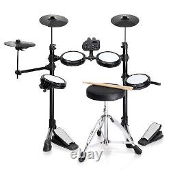 Electric Drum Set for Beginner with 4pcs 7 Drum Pads, 3pcs 10 Cymbals, Drumstick