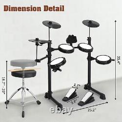 Electric Drum Set for Beginner with 4pcs 7 Drum Pads, 3pcs 10 Cymbals, Drumstick