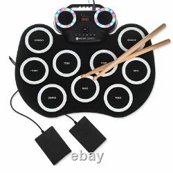 Electronic Digital Drum Mat 9 Pads Foot Padels USB Sticks Audio Music Silicone