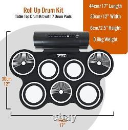 Electronic Drum Kit Portable Roll Up Drum Set with Built-in Speakers, 7 Pads, F