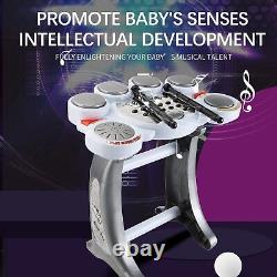 Electronic Drum Kit Set Rock N Roll Drum Music Set With Stool Helpful For Kids