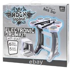 Electronic Drum Kit Set Rock N Roll Drum Music Set With Stool Helpful For Kids