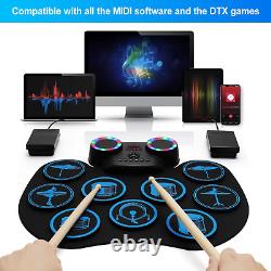 Electronic Drum Set, Uverbon Portable Roll-Up Drum Pad Electronic Drum Kit 9 for