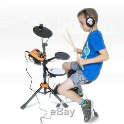 Foldable Electric Drum Kit Electronic Digital Pads, with Stool & Headphones Set