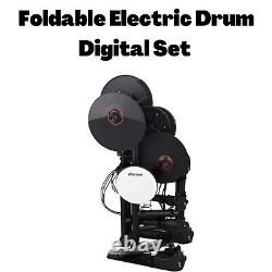 Foldable Electric Drum Kit included Stool Headphones & Sticks Digital Set
