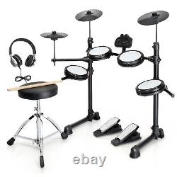 Foldable Electronic Drum Set with 4 x 7in Drum Pads, 3x 10in Cymbals, 150 Sounds