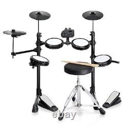 Foldable Electronic Drum Set with 4 x 7in Drum Pads, 3x 10in Cymbals, 150 Sounds