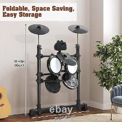 Foldable Electronic Drum Set with 4 x 7in Drum Pads, 3x 10in Cymbals, 150 Sounds