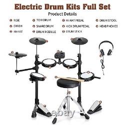 Foldable Electronic Drum Set with 4 x 7in Drum Pads, 3x 10in Cymbals, 150 Sounds