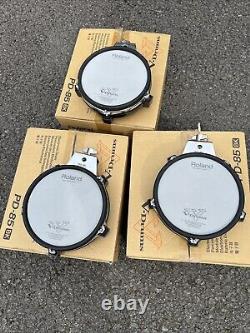 Free P&P. Set of 3 Roland PD-85 Dual Trigger Mesh Drum Pad Snare Tom Drum Pads